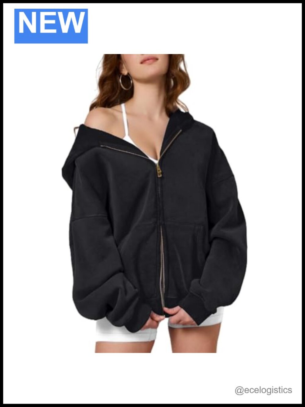Women's Heavyweight Oversized Zip Up Hoodie Acid Wash Cotton Polyester Blend